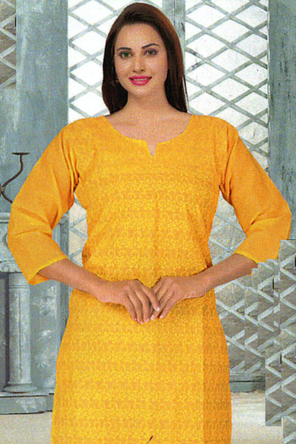  Cotton Kurti - Amazing Grace Design - Color Yellow